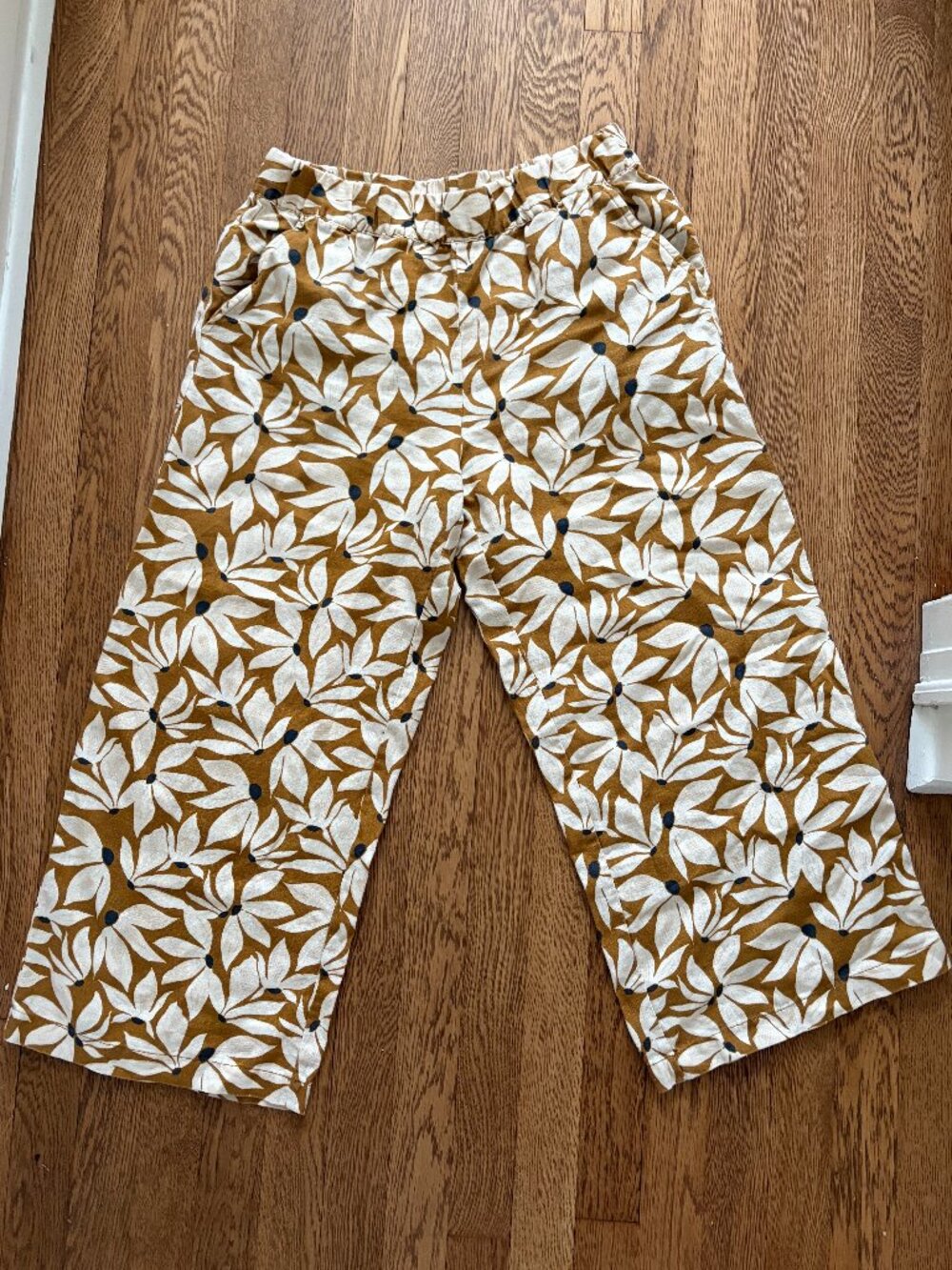 Garnet Hill Bohemian Flowy Linen Pants, Size S